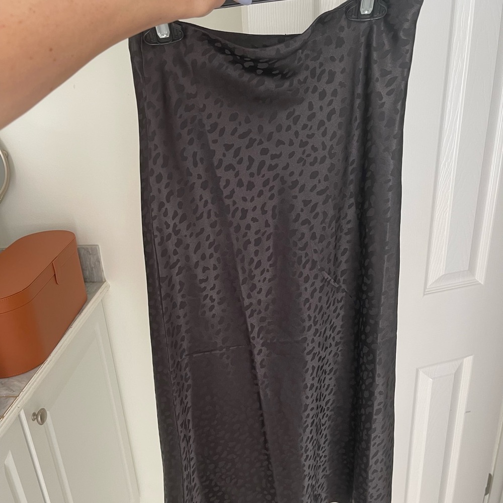 black cheetah print midi skirt